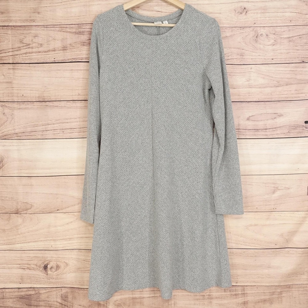 GAP Dress Womens L Tall Gray Sweater Dress Long Sleeve Crew Neck Knee Length